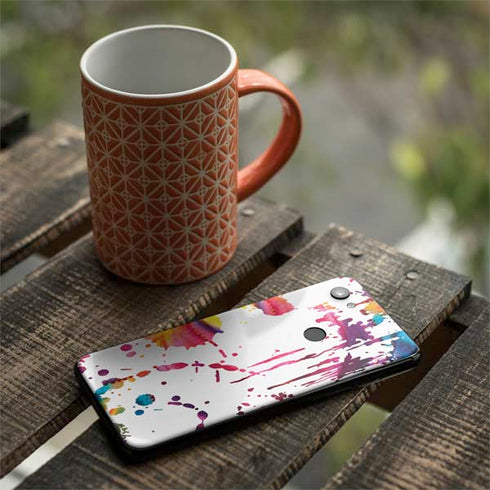 Chromatic Splatter White Google Pixel 3a Skin